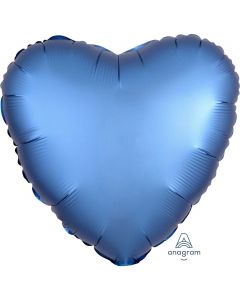 18" Azure Satin Luxe Heart Foil Balloon Unpackaged Anagram