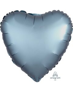 18" Steel Blue Satin Luxe Heart Foil Balloon Unpackaged Anagram