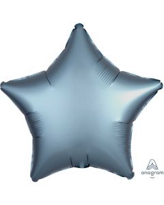 19" Steel Blue Satin Luxe Star Foil Balloon Unpackaged Anagram