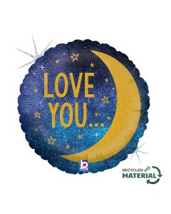 18" Love You Moon & Back Round Foil Grabo