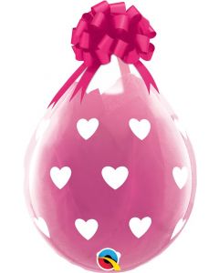18" Latex Stuffing Balloons Diamond Clear With White Big Hearts
