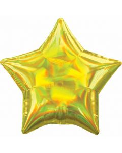 18" Yellow Iridescent Star Foil Balloon  Unpackaged Anagram