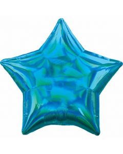 18" Cyan Iridescent Star Foil Balloon Unpackaged Anagram