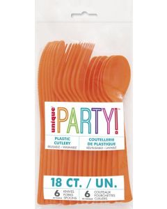 Pumpkin Orange Assorted Cutlery Pk18 Unique