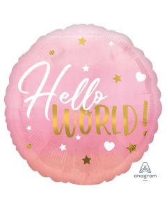 Hello World Baby Girl Foil Balloon Amscan