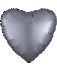 18" Graphite Satin Luxe Heart Foil Balloon Unpackaged Anagram