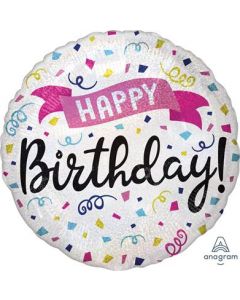 18" Holo Happy B'Day Sparkle Banner Balloon Anagram