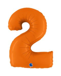 40" Number 2 Matte Orange Foil Balloon Grabo