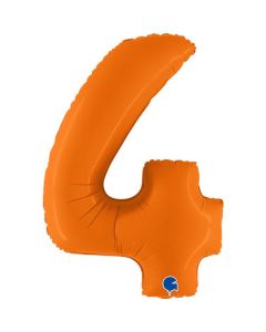 40" Number 4 Matte Orange Foil Balloon Grabo