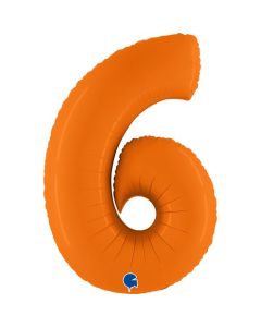 40" Number 6 Matte Orange Foil Balloon Grabo