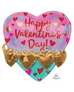 21" Happy Valentines Day Heart Garland Supershape Foil Balloon Angram