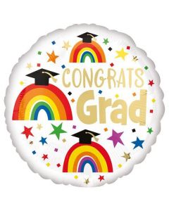18" Congrats Grad Rainbow Round Foil Balloon