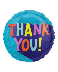 18" Blue & Turquoise Thank You Round Foil Anagram