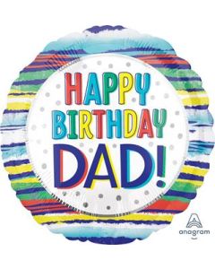 18" Hppy Bday Dad Painted Strpes