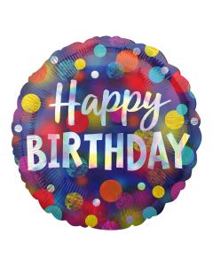17" Multi Coloured Dots Birthday Round Foil Anagram