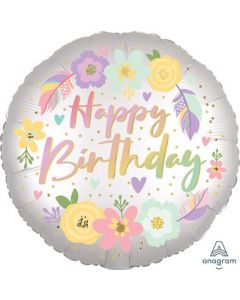 18" Boho Bday Satin Flowers Anagram