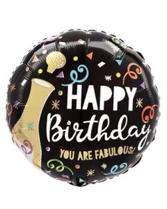 18" Happy Birthday Gold Bubbly