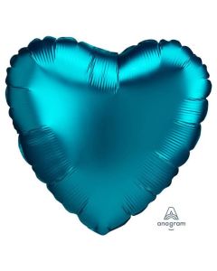 18" SATIN AQUA HEART  - 4188301