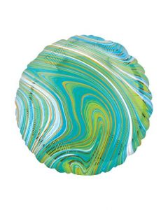 17" Blue Green Marblez Circle Foil Anagram