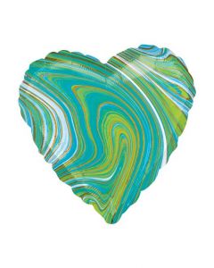 17" Blue Green Marblez Heart Foil Anagram
