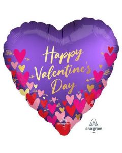 18" Happy Valentine's Day Hearts & Arrow Satin Luxe Foil Balloon Anagram
