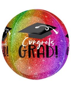 Ombre Sparkle Congrats Grad! 15" Orbz Balloon Anagram