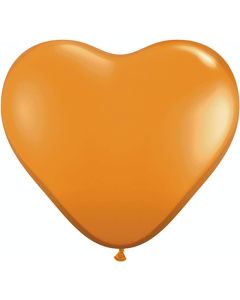 6" Mandarin Orange Heart Latex Balloons 100pk Qualatex