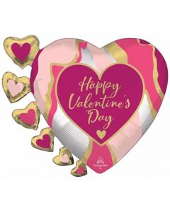 24" Valentines Marble Satin Luxe Supershape Foil Balloon Anagram