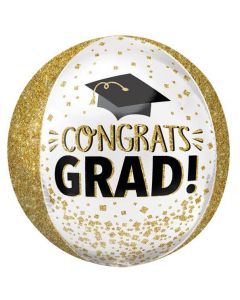 15" Congrats Grad Glitter Orbz Foil Balloon