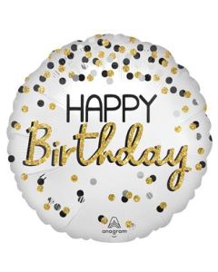 18" Satin Black Silver Gold Birthday