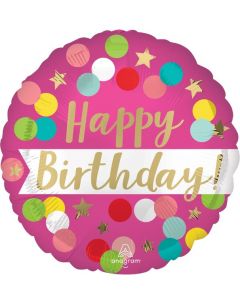 18" Satin Birthday Pink Confetti Anagram