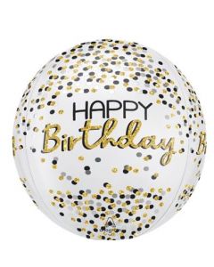 15" Orbz Black Silver Gold Birthday Anagram