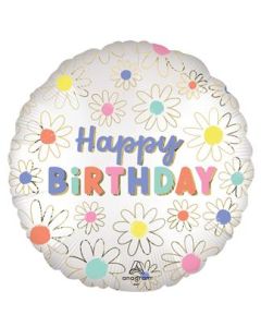 18" Satin Daisies Happy Birthday