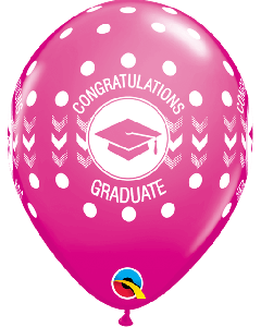 11" Wild Berry Pk25 Graduate Dots Latex Balloons