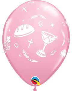11" Communion Pink Balloons Pk25 Qualatex