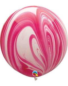 30" Red & White Superagate Latex Balloons 2pk Qualatex