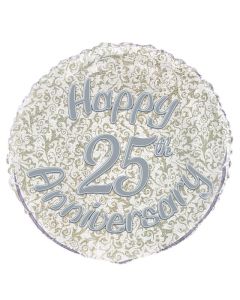 18" Packaged 25th Silver Anniversary Prismatic Balloon Unique