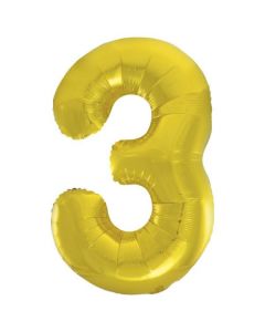 34" Classic Gold Number 3 Foil Balloon Unique