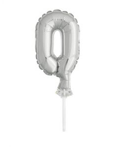 5" Silver Foil Balloon Cake Topper - Number 0