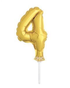 5" Gold Foil Balloon Cake Topper - Number 4