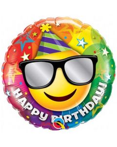 09" Round Bday Smiling Foil Balloon Qualatex