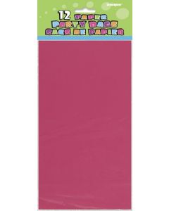 Hot Pink Paper Party Bags Pk12