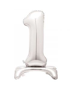 30" Silver Stand Up Number 1 Foil Balloon Unique