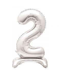 30" Silver Stand Up Number 2 Foil Balloon Unique