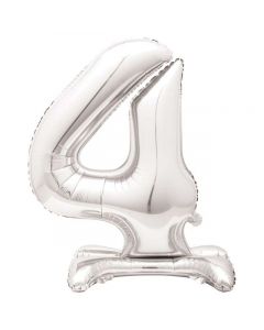 30" Silver Stand Up Number 4 Foil Balloon Unique