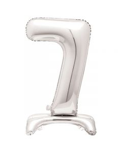 30" Silver Stand Up Number 7 Foil Balloon Unique