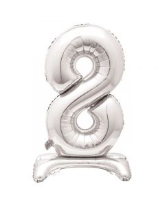 30" Silver Stand Up Number 8 Foil Balloon Unique