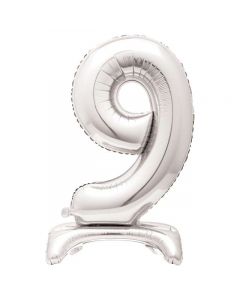 30" Silver Stand Up Number 9 Foil Balloon Unique