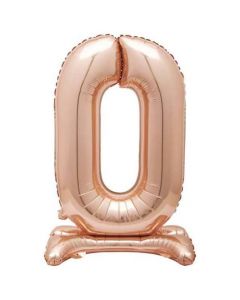 30" Rose Gold Stand Up Number 0 Foil Balloon Unique