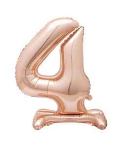 30" Rose Gold Stand Up Number 4 Foil Balloon Unique
